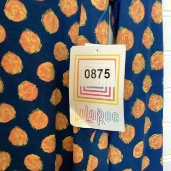 NWT Lularoe Lynnae 2XL Long Sleeve Shirt. Blue With Yellow & Orange Polka Dots - Picture 4 of 8
